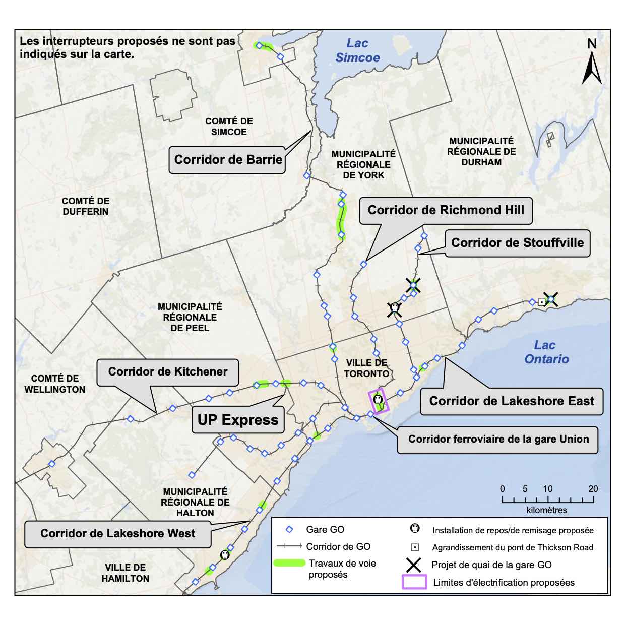 Map outlining the locations of New Track & Facilities TPAP proposed infrastructure on the Lakesho...